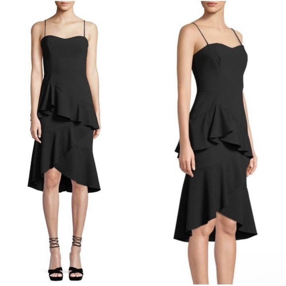 Black Halo Dresses & Skirts - New Black Halo Barbados Slip Dress Ruffle Hem Black dress
size 0